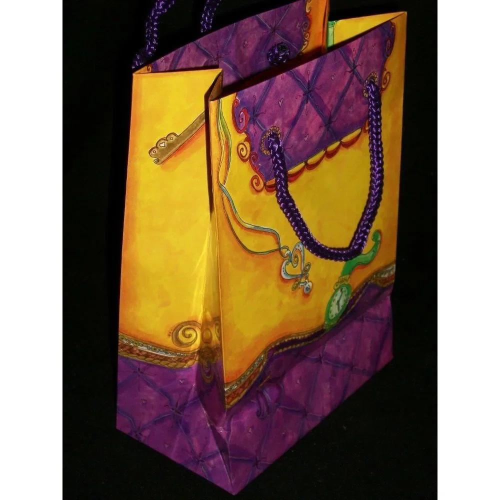 Brighton Gift Bag Purple Yellow Shopping Set 2